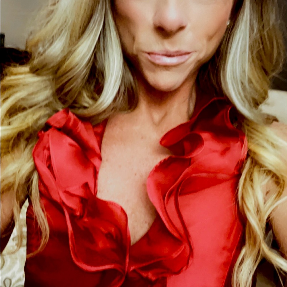 Bebe red ruffle halter top